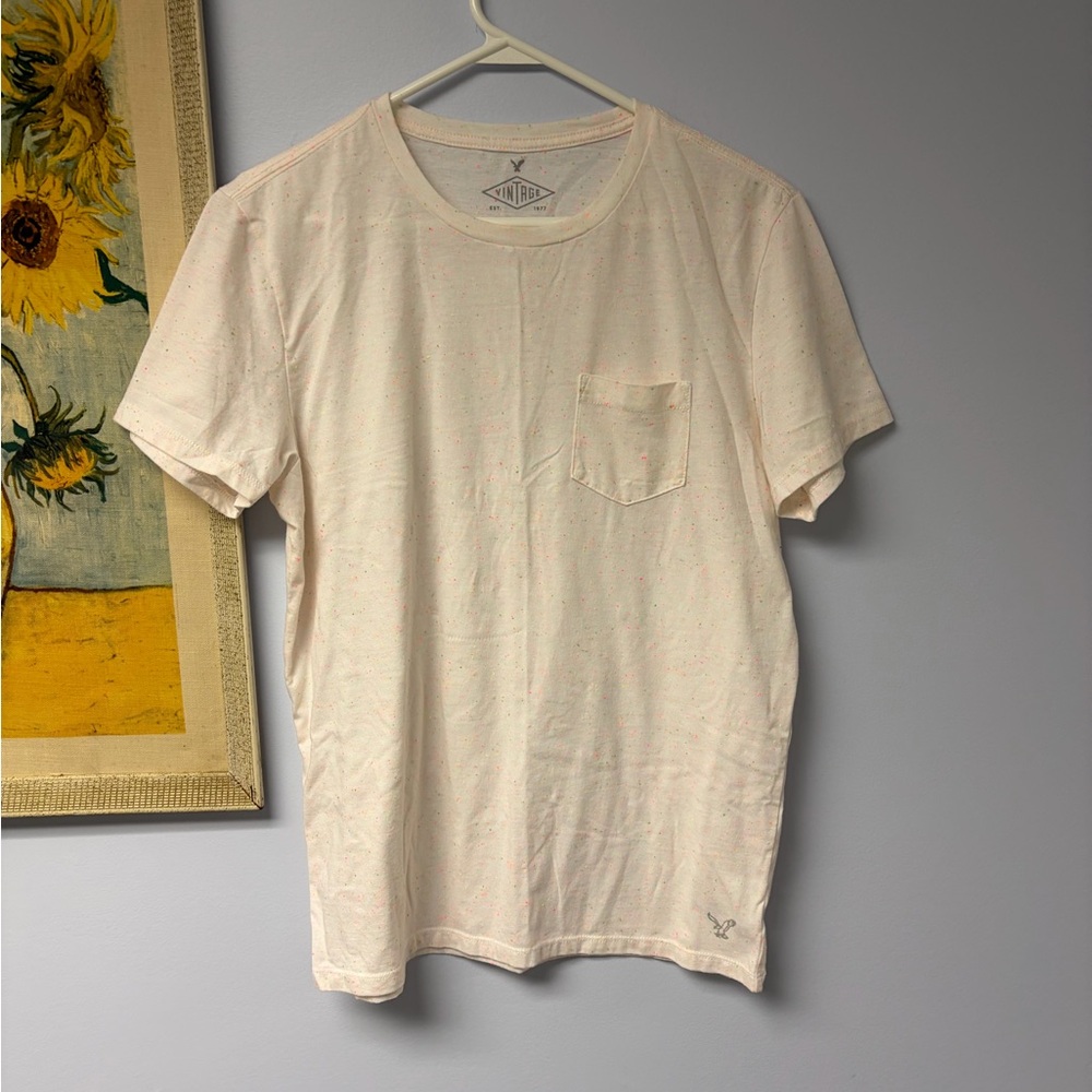 Men's Cream T-Shirt with color spots